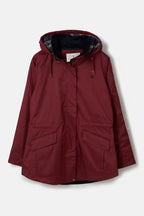 Maroon parka jacket on a white background
