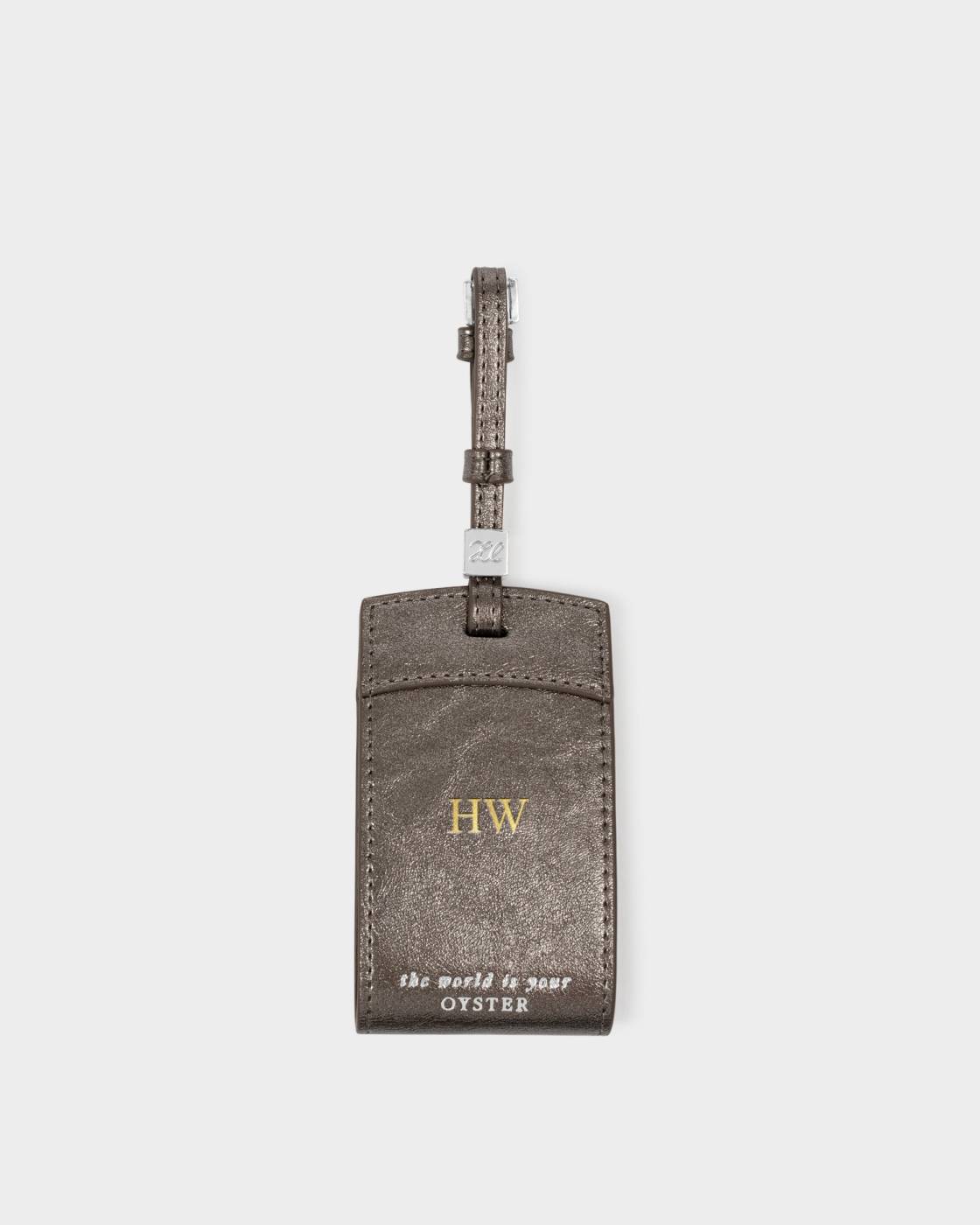Luggage Tag 'The World Is Your Oyster' in Pewter
