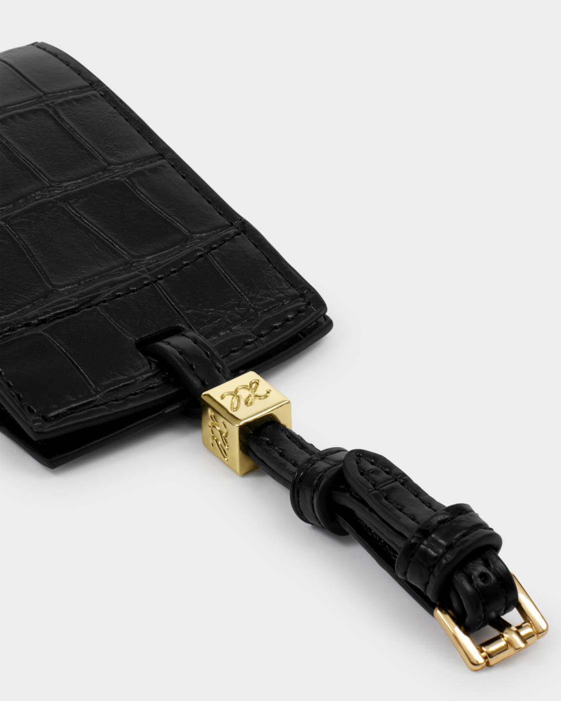 Luggage Tag 'Say Yes To Adventures' in Black Croc