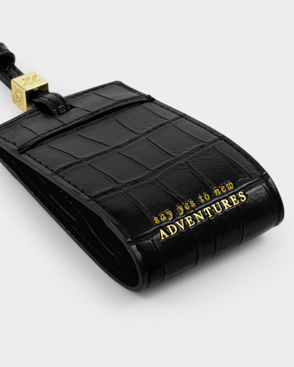 Luggage Tag 'Say Yes To Adventures' in Black Croc
