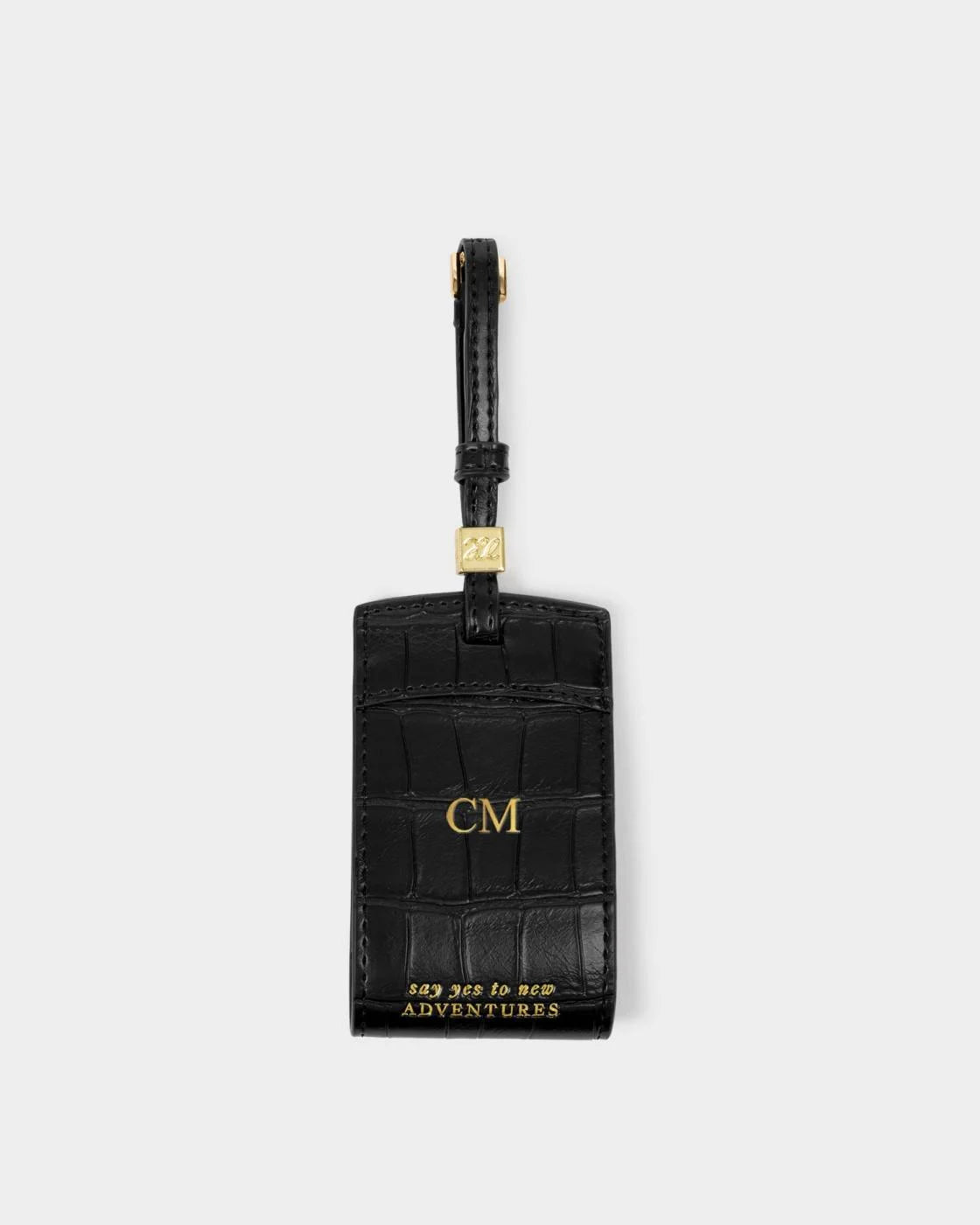 Luggage Tag 'Say Yes To Adventures' in Black Croc