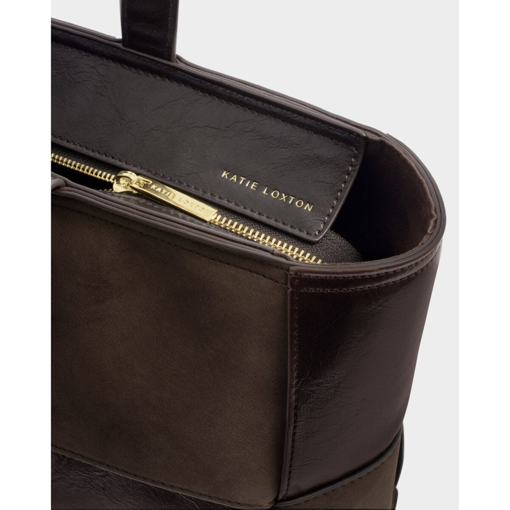 Taya Hand Woven Suedette Tote Bag in Bitter Chocolate - image 4