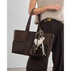 Taya Hand Woven Suedette Tote Bag in Bitter Chocolate - image 6