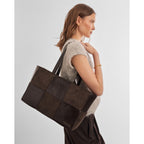 Taya Hand Woven Suedette Tote Bag in Bitter Chocolate - image 7