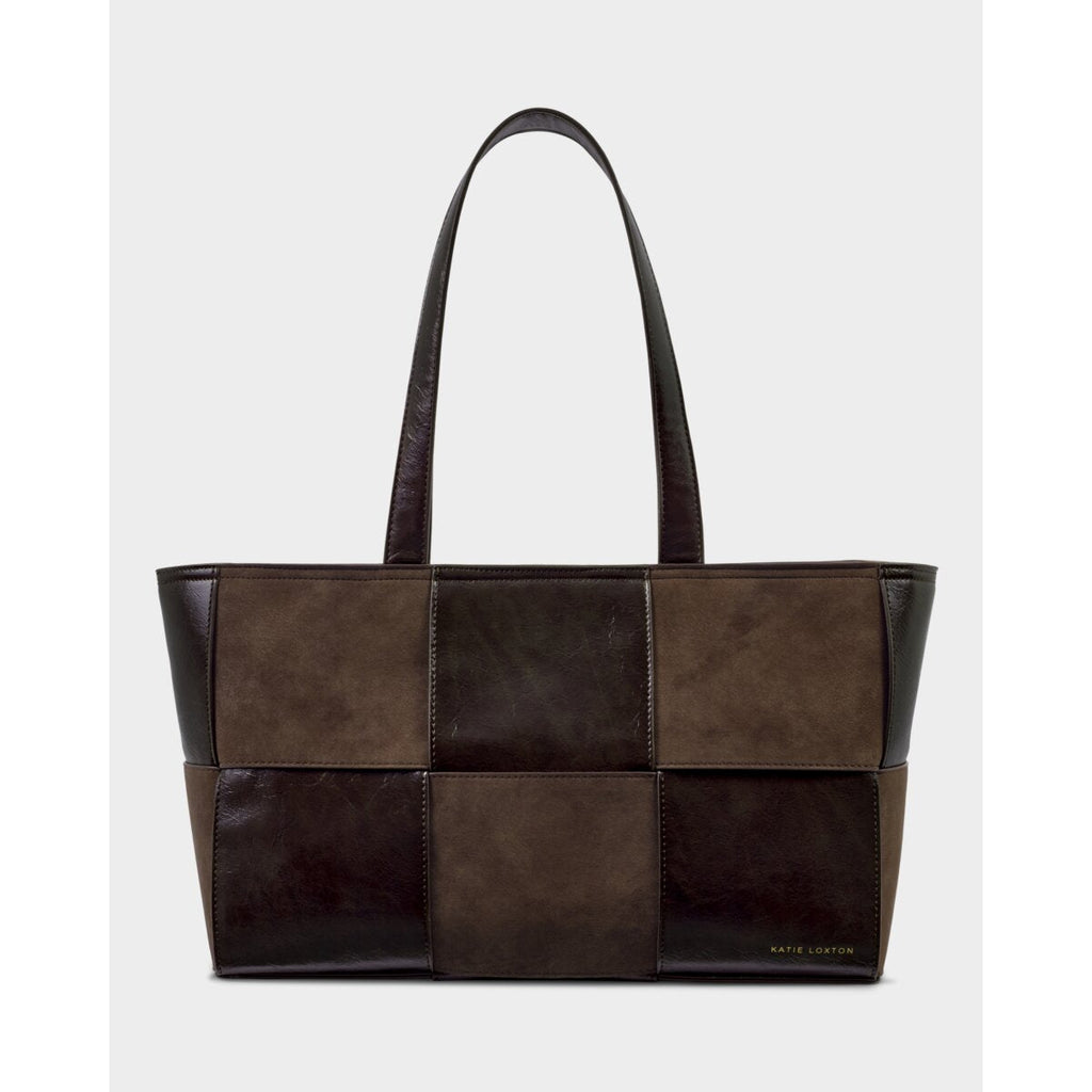 Taya Hand Woven Suedette Tote Bag in Bitter Chocolate - image 2
