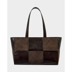 Taya Hand Woven Suedette Tote Bag in Bitter Chocolate - image 2
