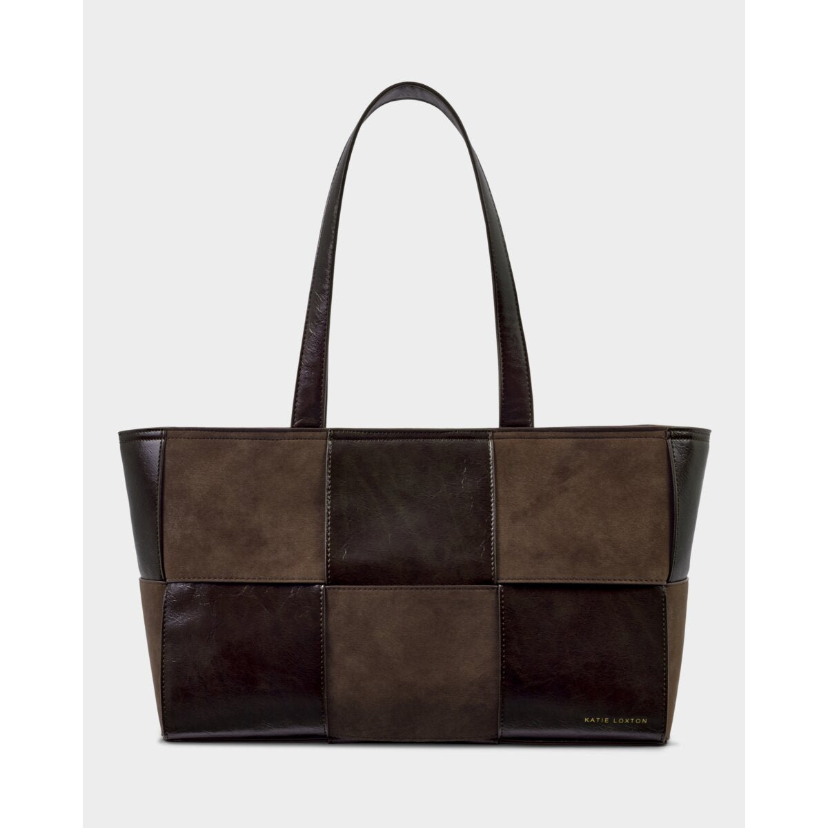 Taya Hand Woven Suedette Tote Bag in Bitter Chocolate - image 2
