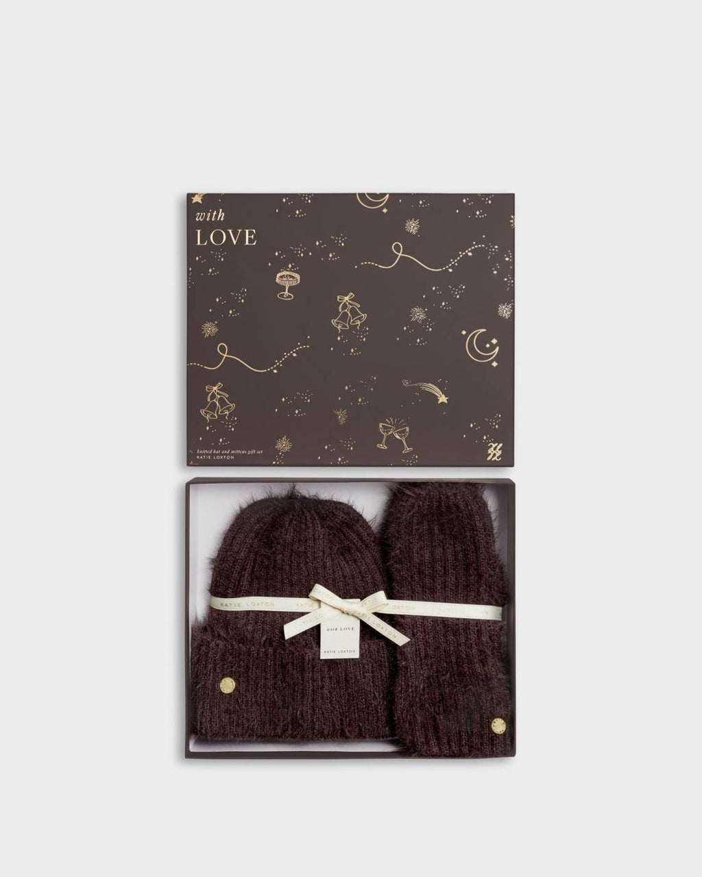 Gift Boxed Hat and Mitten Set in Chocolate - image 1