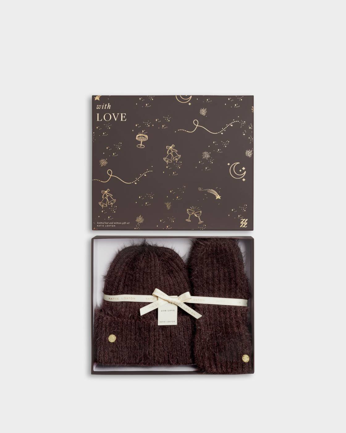 Gift Boxed Hat and Mitten Set in Chocolate - image 1