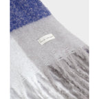 Recycled Checked Tassel Scarf in Blue and Grey - image 3