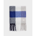 Recycled Checked Tassel Scarf in Blue and Grey - image 4