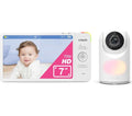 Vtech baby monitor with screen displaying a baby and camera on a white background
