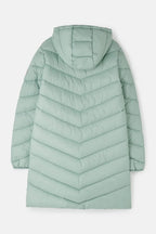 Light green puffer jacket on a white background