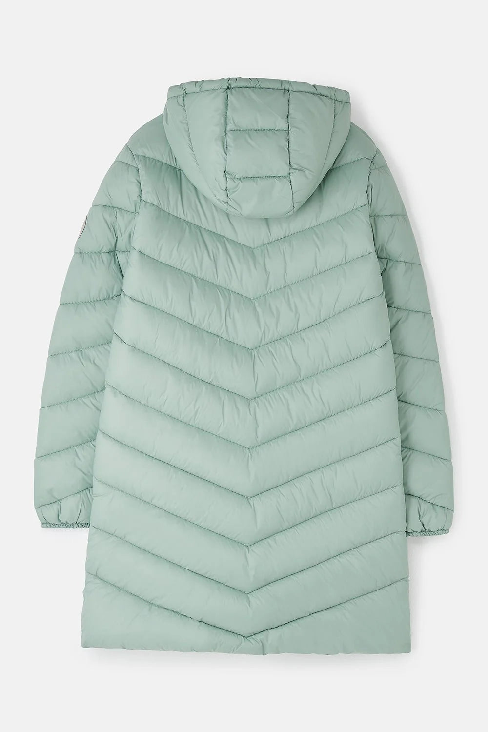 Light green puffer jacket on a white background