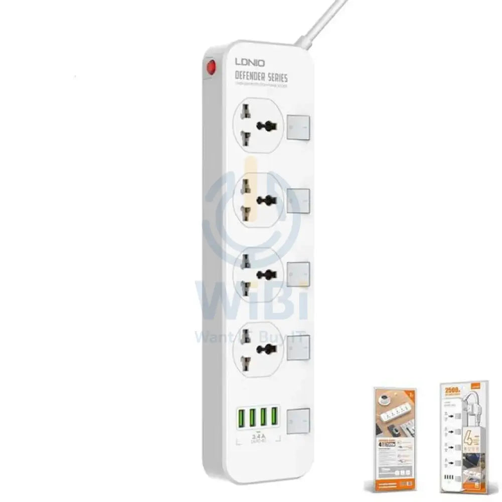 LDNIO SC4408 4-Socket Power Strip with 4 USB Ports 2m – product image