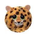 Plush toy shaped like a leopard head on a white background