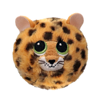 Plush toy shaped like a leopard head on a white background