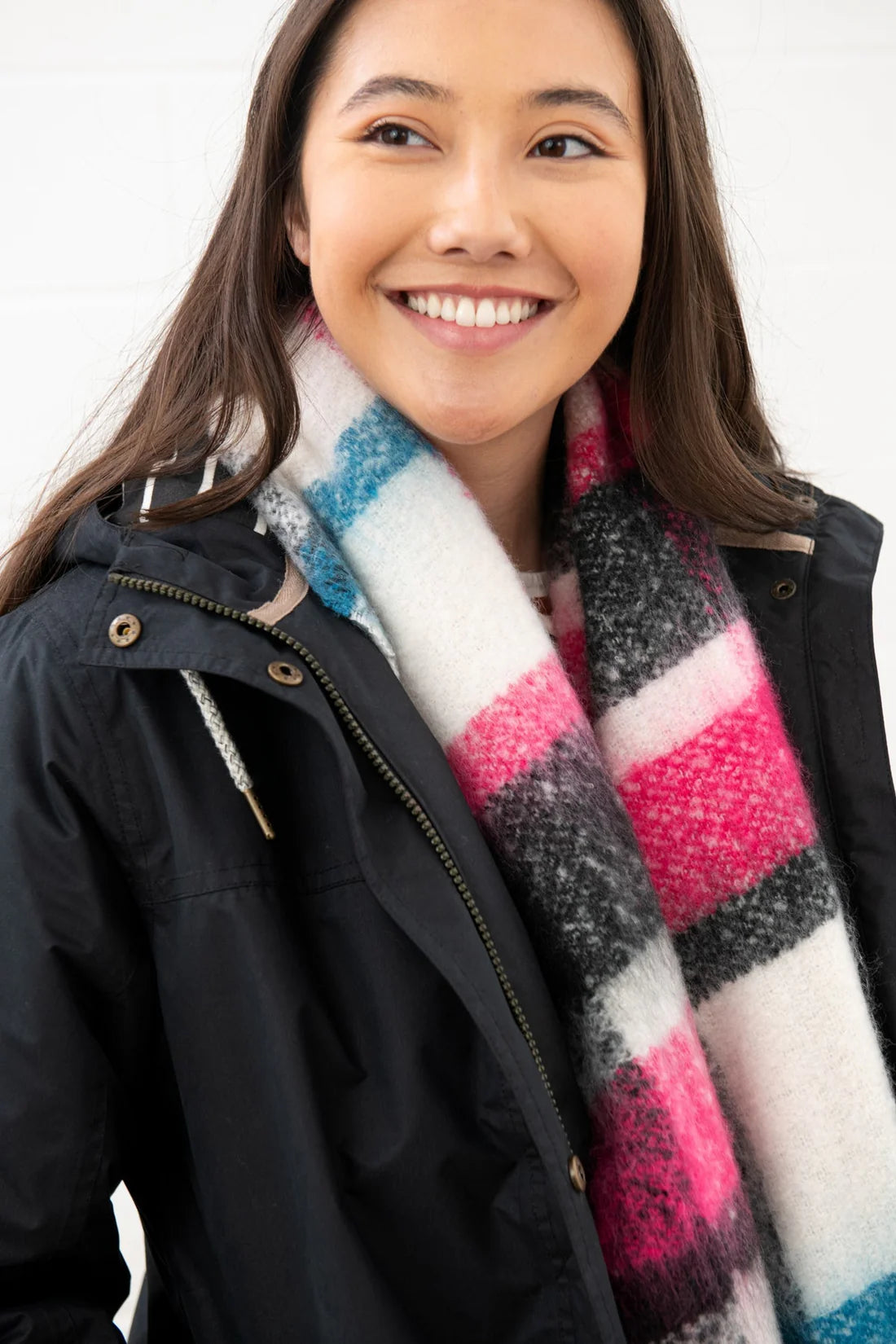 Lighthouse Scarf – Rust Pink & Black | Women’s Winter Scarf