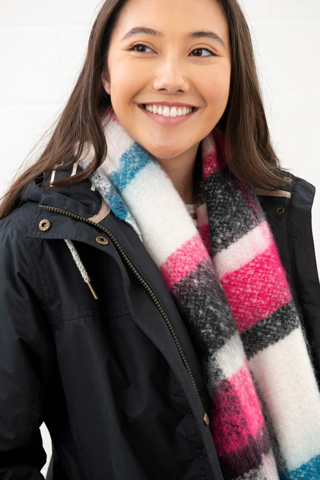 Lighthouse Scarf – Rust Pink & Black | Women’s Winter Scarf