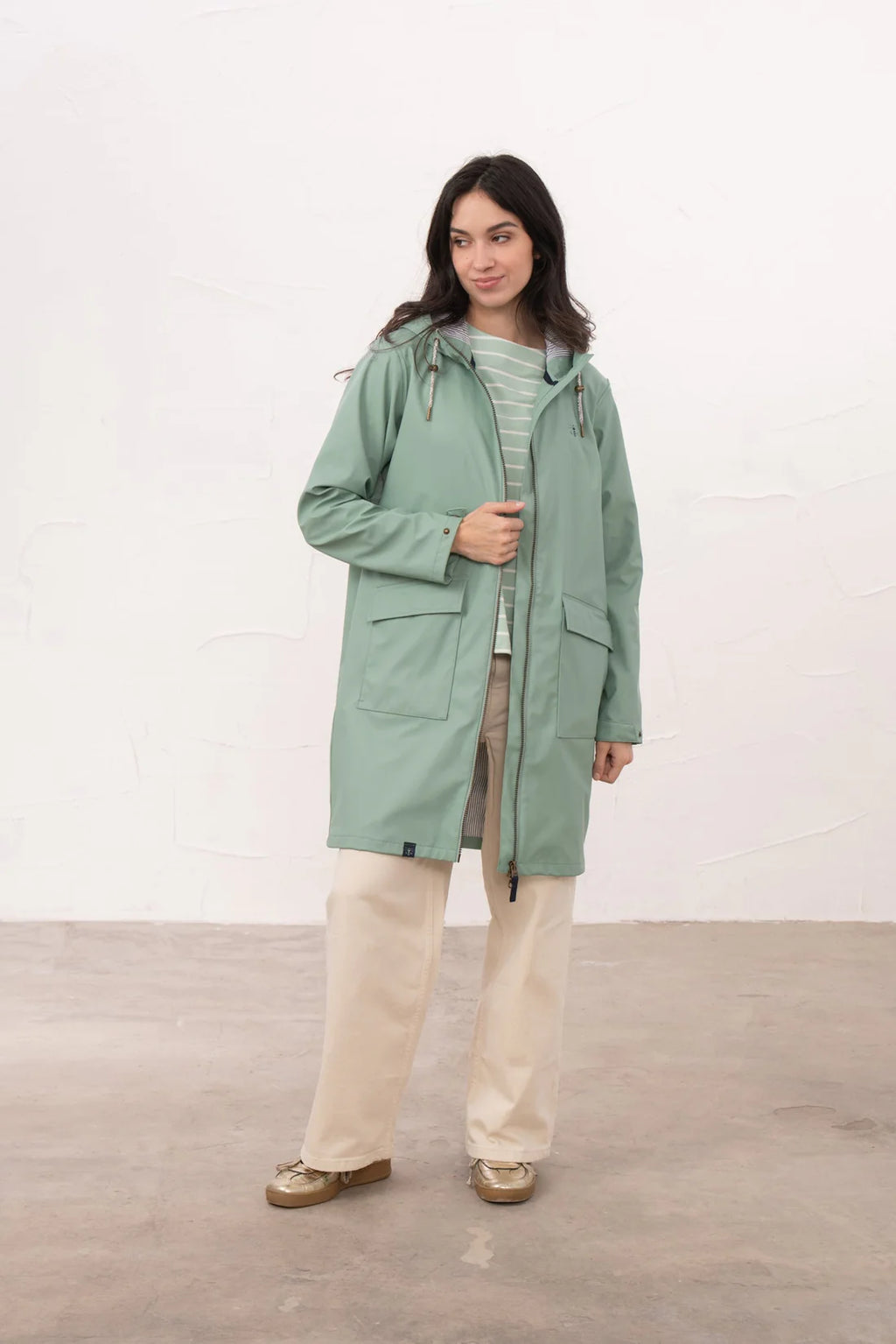 Lighthouse Lucy Long Rubberised Jacket – Showerproof Knee-Length Coat