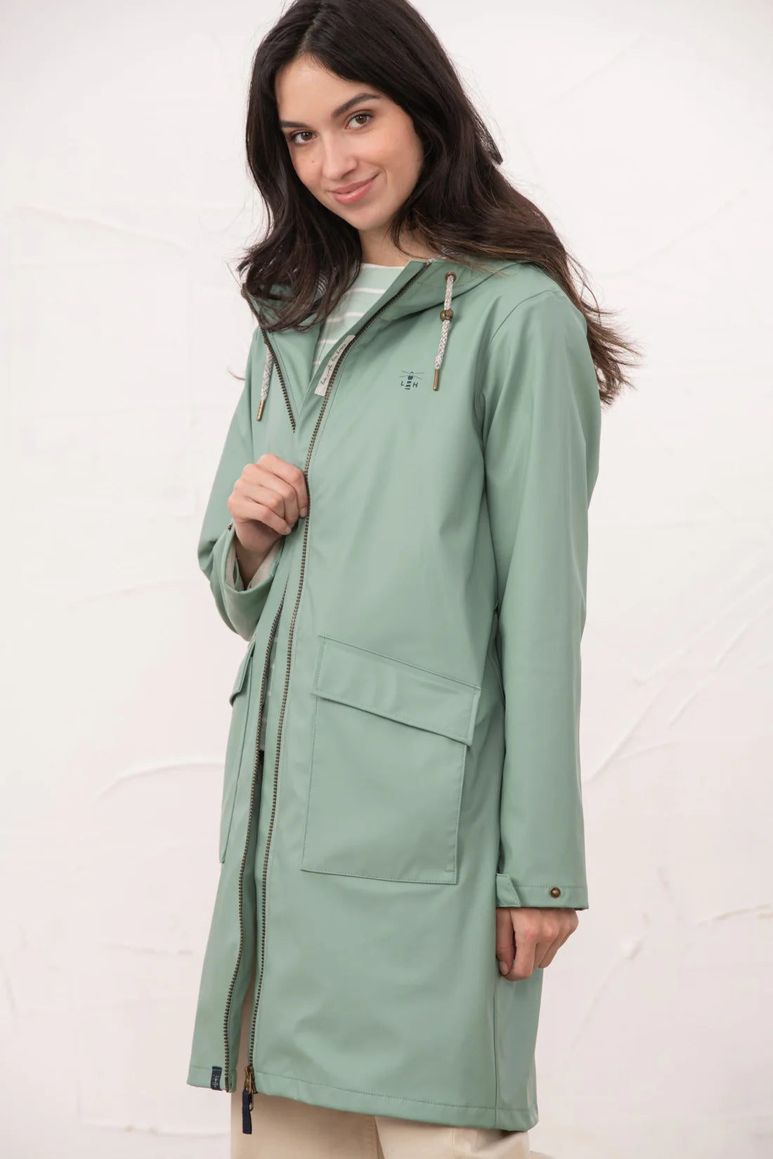 Lighthouse Lucy Long Rubberised Jacket – Showerproof Knee-Length Coat