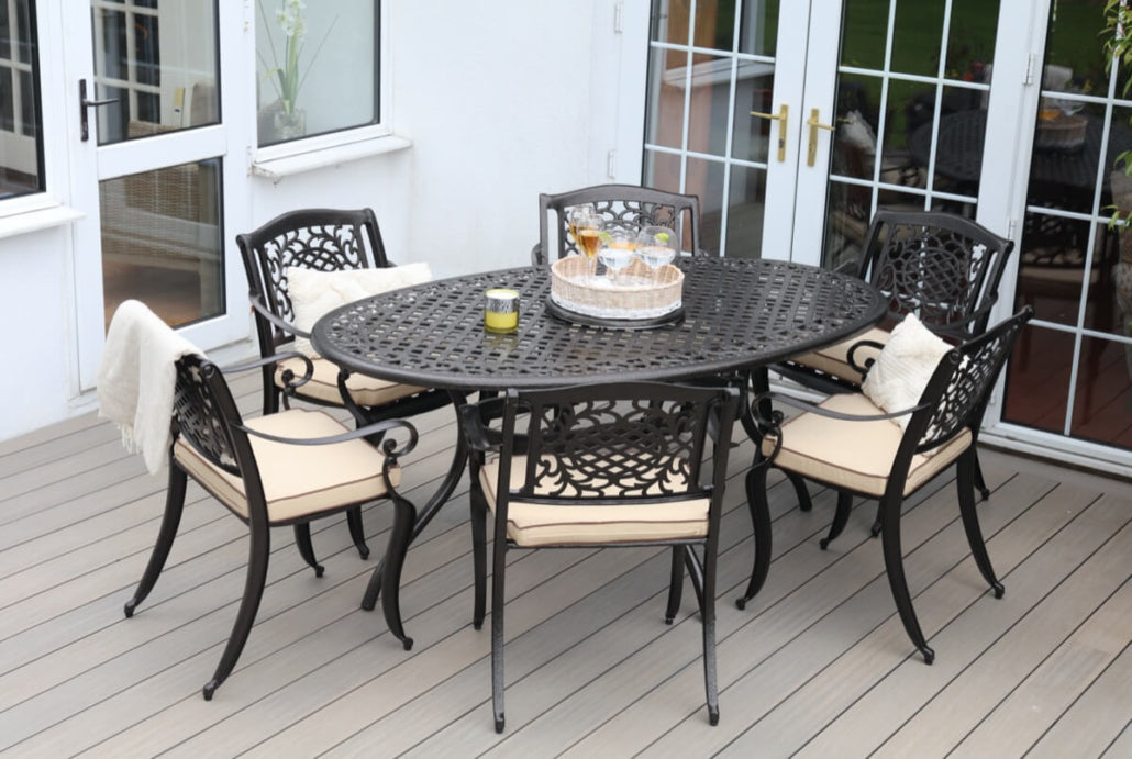 Ballygowan 6 Seat Set with Oval Table & Lazy Susan (Bronze)  - CLEARANCE