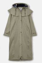 Beige raincoat with plaid lining on a white background