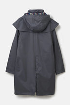 Dark gray raincoat with plaid lining on a white background