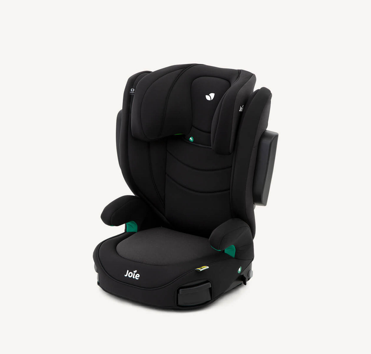 Black car seat with 'Joie' branding on a white background