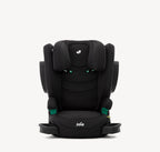 Black car seat with 'Joie' branding on a white background
