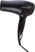 Black Remington hair dryer on a white background