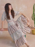 White Stuff - Clementine Floral Stripe Midi Dress