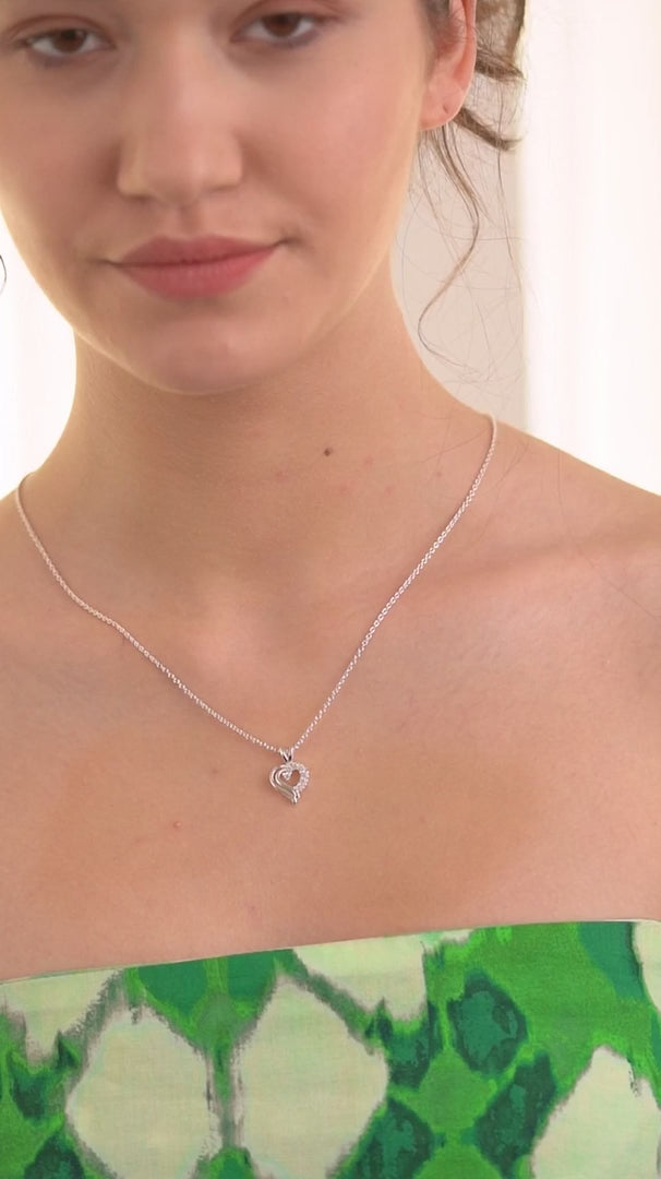 Newbridge Silverware Double Heart CZ Pendant | Flemings Monaghan