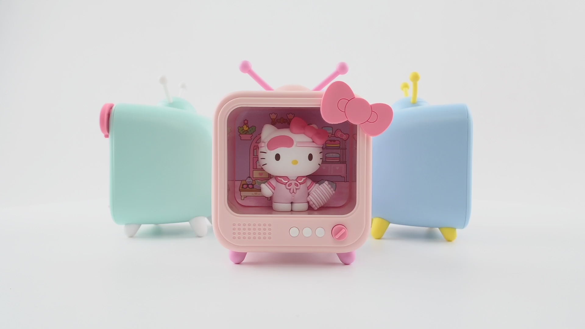 Video that shows the options available from the Hello Kitty Bedside TV Assortment