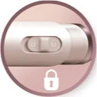 Rose gold lock icon on a white background