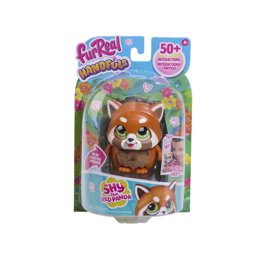 FurReal Handfuls toy in packaging with red panda design on a white background