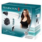 Remington Shine Therapy dryer packaging with a woman and dryer illustration.