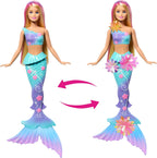 Mermaid doll with a reversible tail on a white background