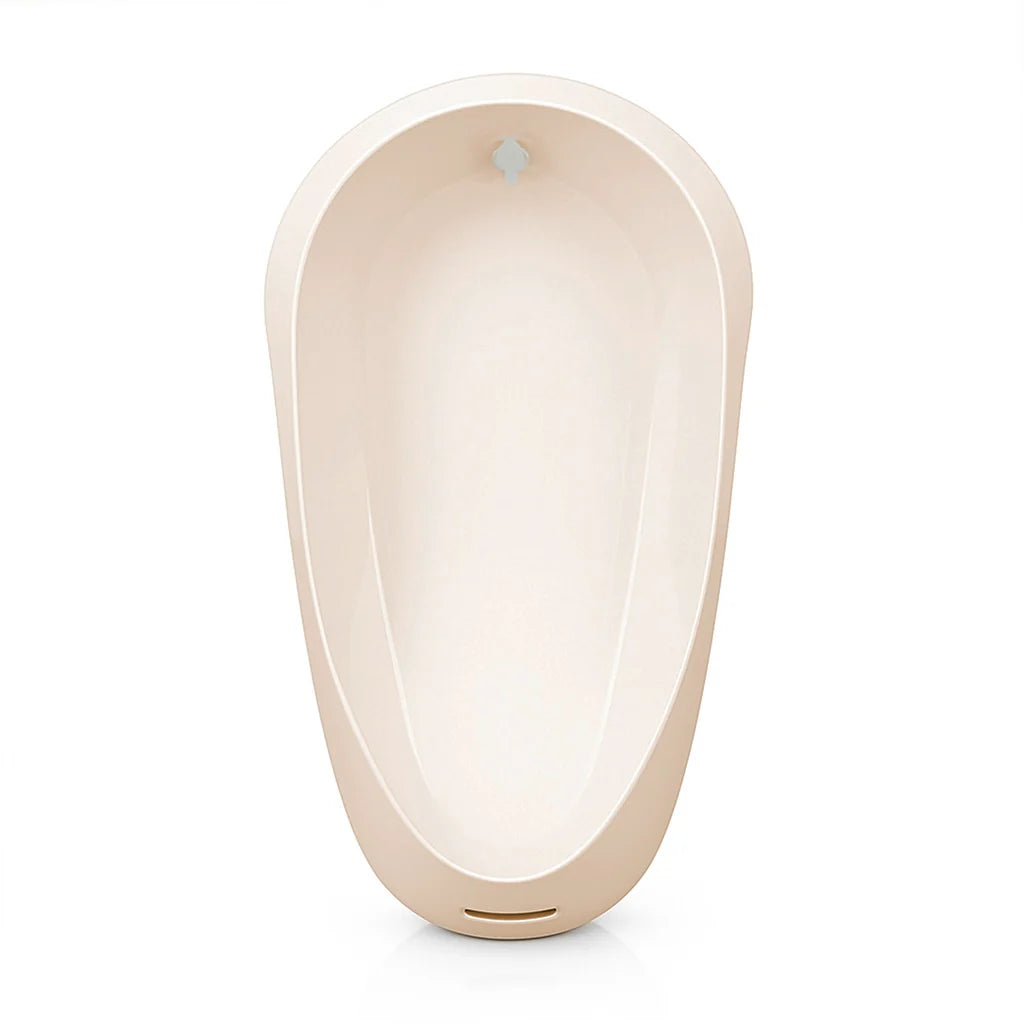 A wall-mounted baby bath tub in a warm cream or light beige finish, shown from a top-down perspective on a clean white background.