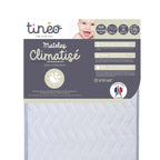 Tineo Matelas Climatisé (Air-Conditioned Mattress) in its retail packaging, featuring a white quilted mattress with a dark gray and beige label.