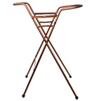 Copper-colored metal folding stand on a white background