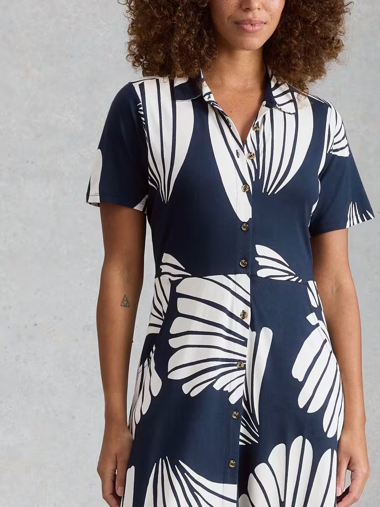 RUA JERSEY COLLARED MIDI DRESS