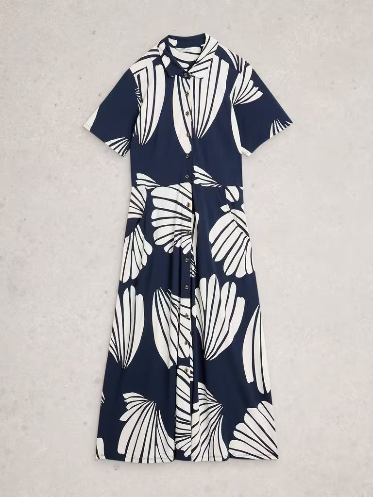 RUA JERSEY COLLARED MIDI DRESS