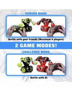 Toy robot battle set with two game modes on a white background