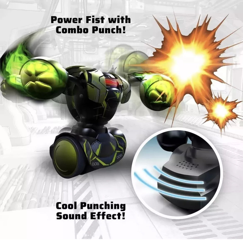 Toy power fist with combo punch effect and sound effect on a white background