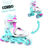 Neon Combo Skates – Teal | Inline & Quad Skates for Kids