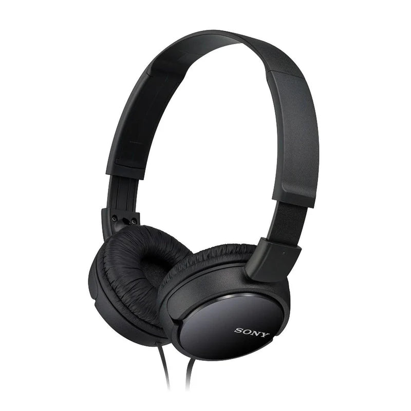 Black Sony headphones on a white background