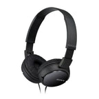 Black Sony headphones on a white background