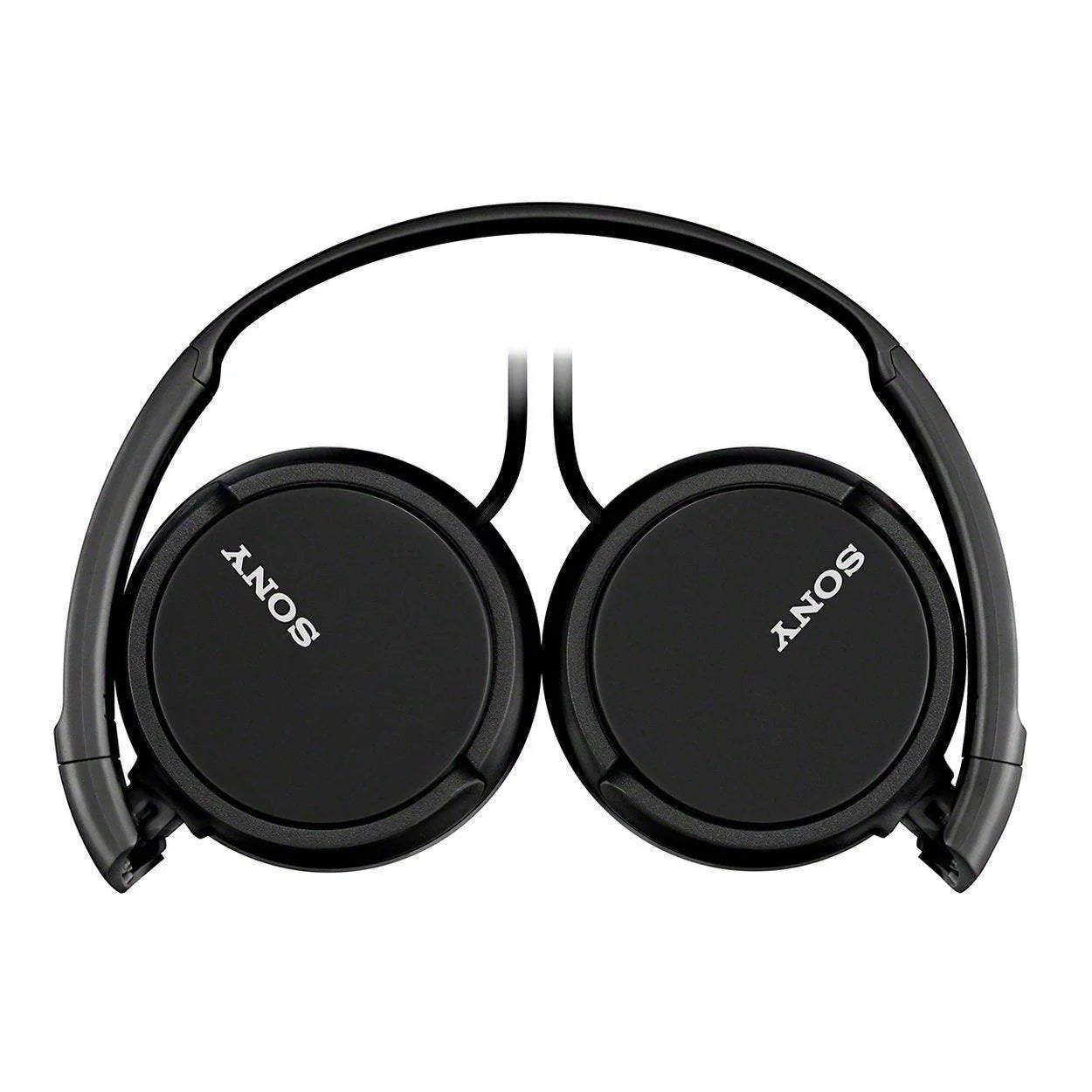 Black Sony headphones on a white background