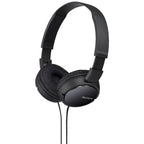 Black Sony headphones on a white background